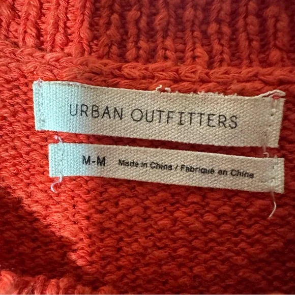 Urban Outfitters Top Women's Size Medium Orange Knit Sweater Tank Open Tie Sides - Picture 5 of 8